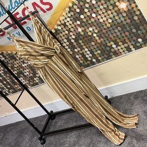 Derek Heart Striped Jumpsuit